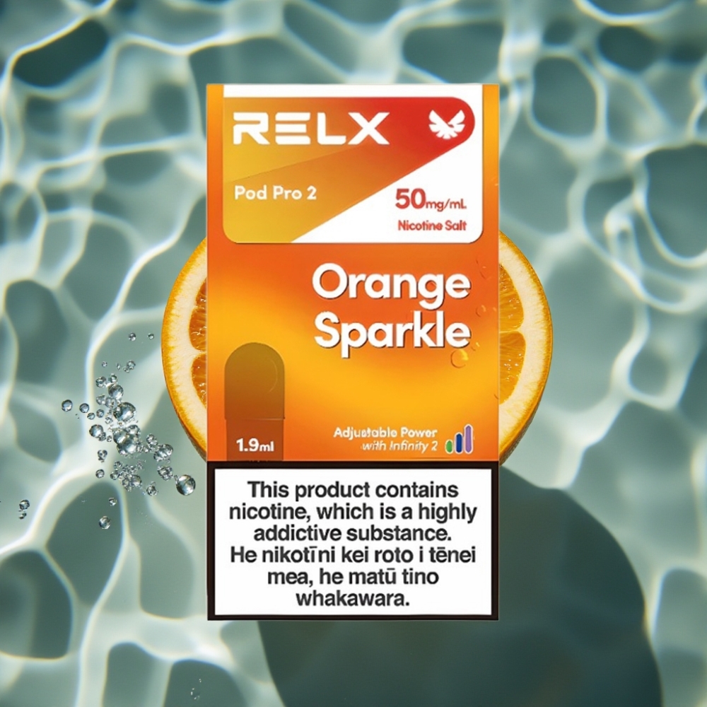 RELX Pod Pro 2 Vape Device - 5% Nicotine, 600 Puffs, 1.9ml, Orange Sparkle, 3 Voltage Modes