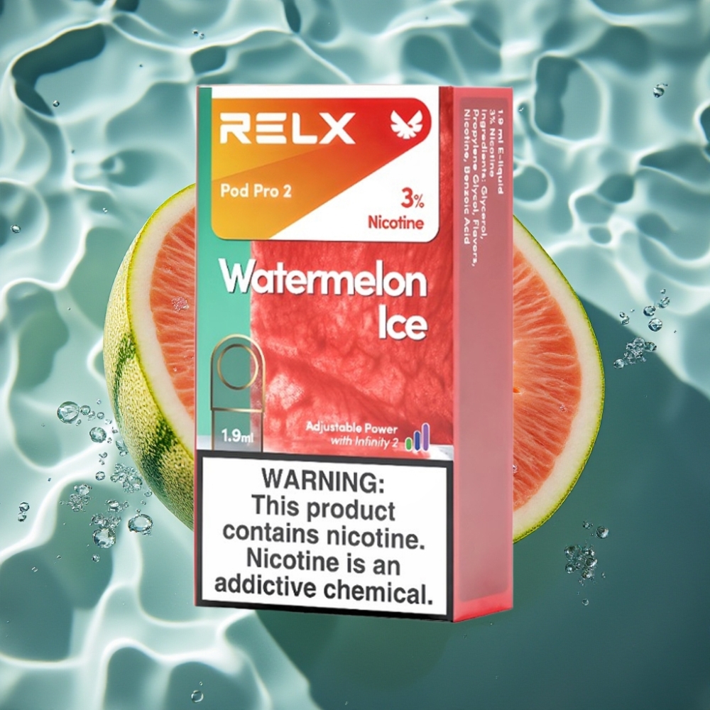 RELX Pod Pro 2 Water Melon Ice 3% Nicotine 600 Puffs 1.9ml Pod 3 Voltage Modes