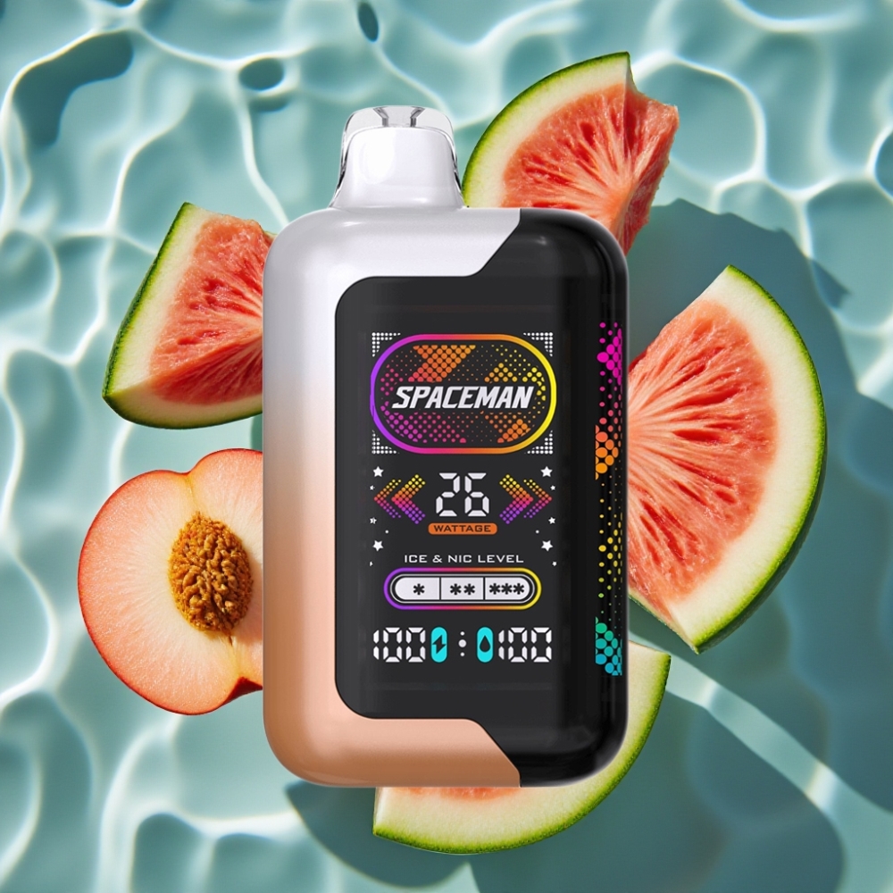 SMOK SPACEMAN SP40000 Zero Nicotine Disposable Vape - Juicy Peach Watermelon, 20mL, 1000mAh, 40K Puffs, Dual Meshed Coil, 4 Ice Levels