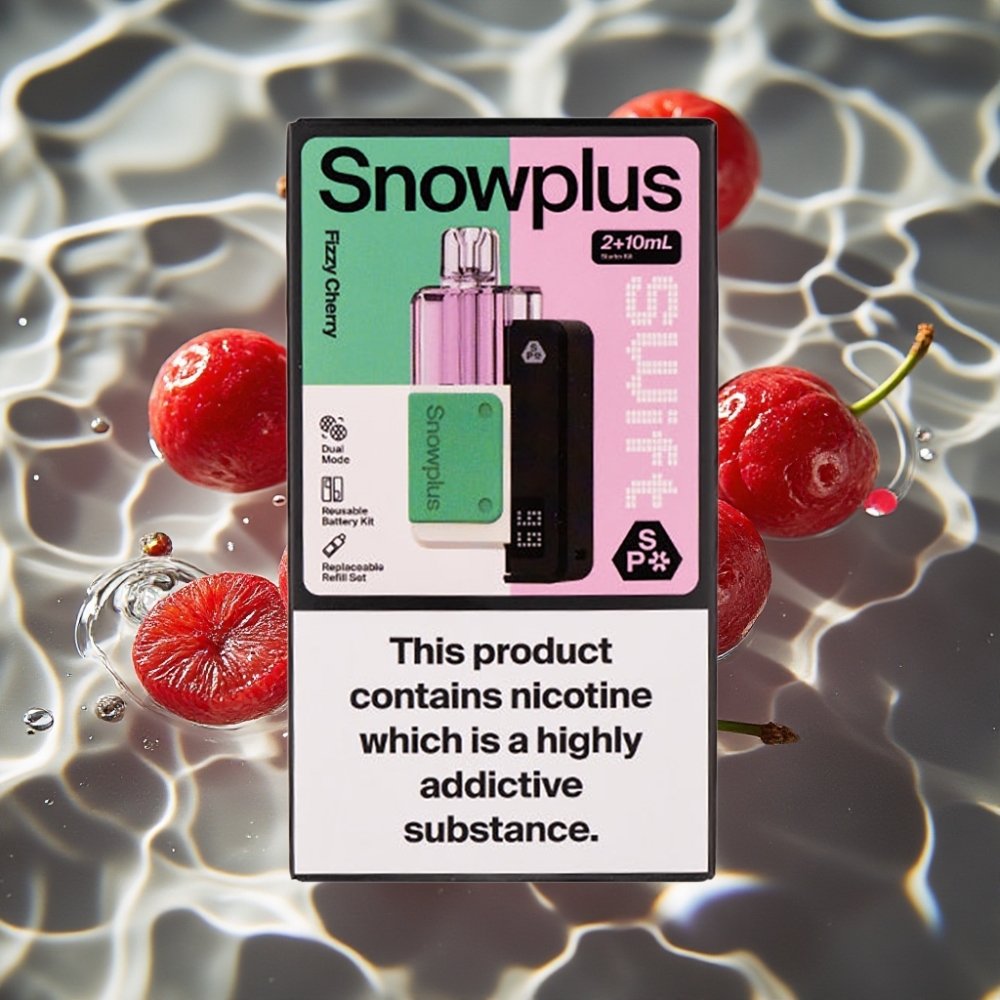 Snowplus Swift 5000 Puffs Prefilled Pod Kit Fizzy Cherry - Dual Mesh Atomizer, 1000mAh Battery, 2+10ml E-liquid, 2% Nicotine
