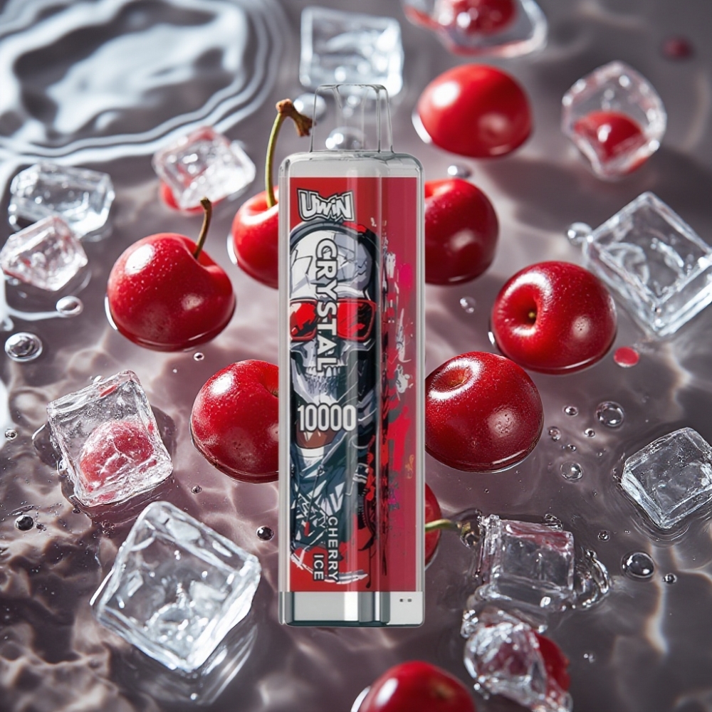 UWIN Crystal 10000 Puffs Disposable Vape - Cherry Ice, 18ml, 0.8 Ohm Mesh Coil, RGB Lights
