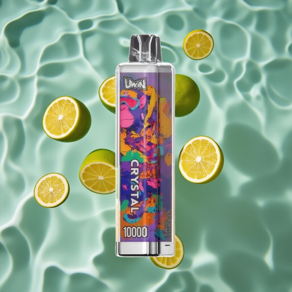 UWIN Crystal 10000 Puffs Disposable Vape Lemon Lime - 18ml E-Liquid, 650mAh Rechargeable, Type-C, 0.8 Ohm Mesh Coil, RGB Lights