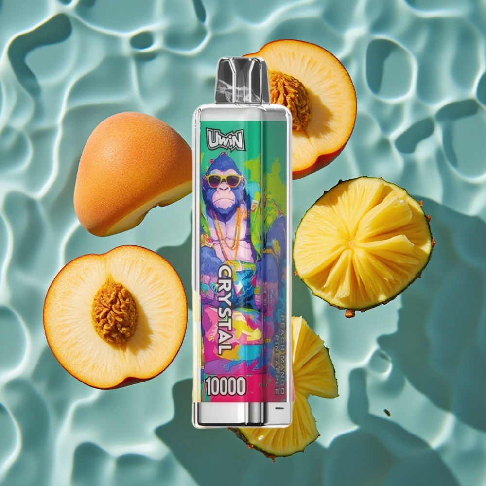 UWIN Crystal 10000 Puffs Disposable Vape Peach Mango Pineapple - 18ml E-Liquid, 650mAh Rechargeable, RGB Lights