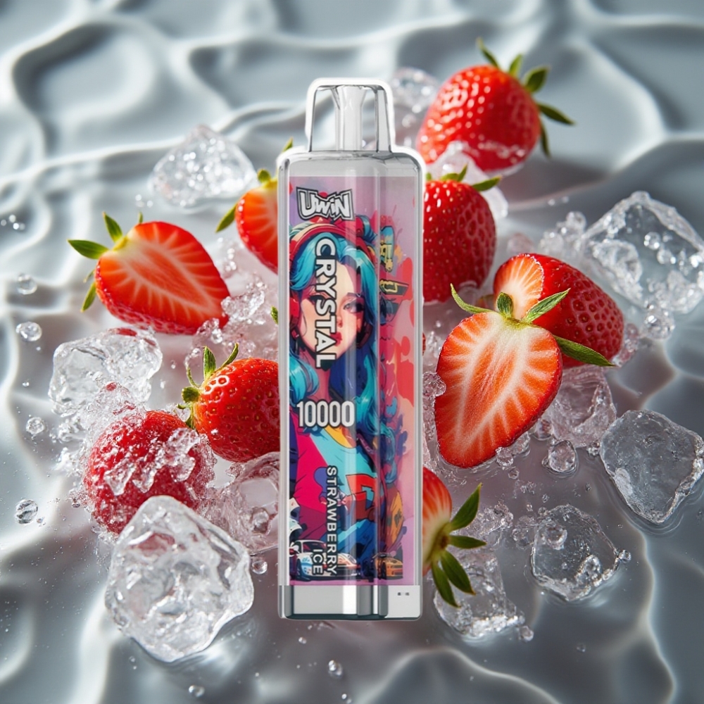 UWIN Crystal 10000 Puffs Disposable Vape Strawberry Ice 18ml 0.8 Ohm Mesh Coil RGB Lights