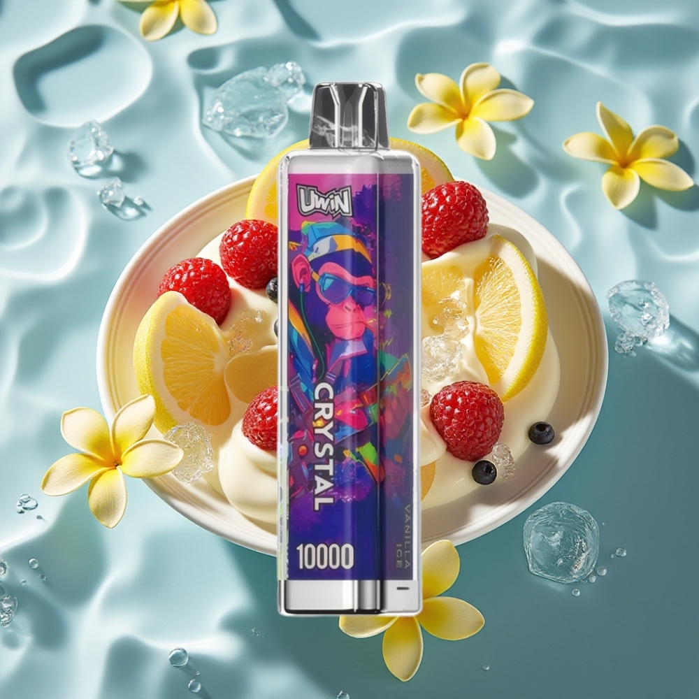 UWIN Crystal 10000 Puffs Disposable Vape - Vanilla Ice, 18ml, 5% Nicotine, RGB Lights, Type-C Charging