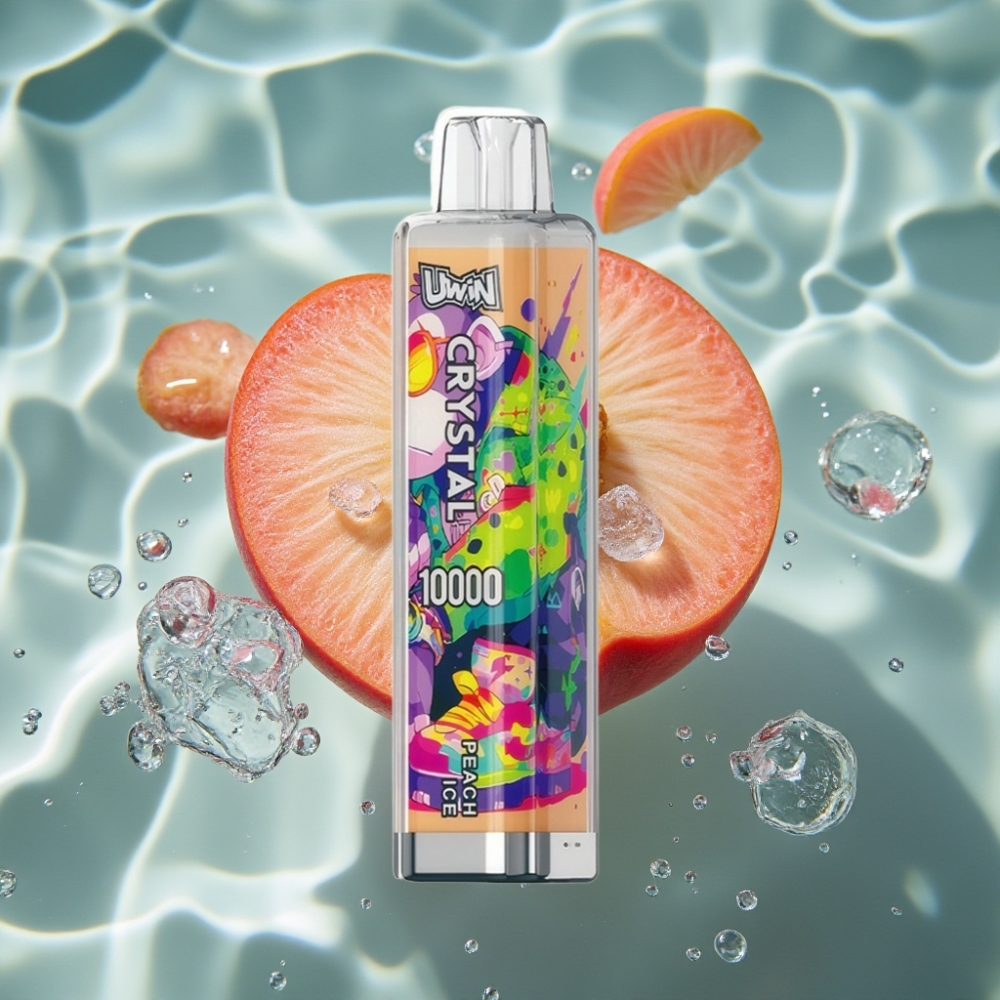 UWIN Crystal 10000 Puffs Peach Ice 18ml Disposable Vape with RGB Lights & Type-C Charging