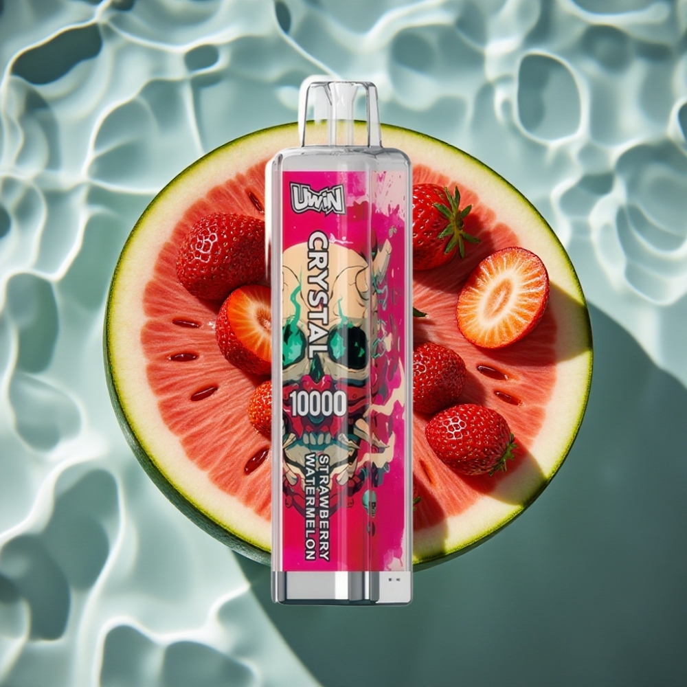 UWIN Crystal 10000 Puffs Strawberry Watermelon Disposable Vape with RGB Lights, 18mL, Type-C Fast Charging
