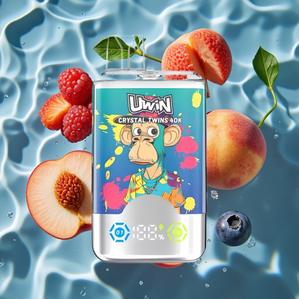 UWIN Crystal Twins 40000 Puffs Dual Flavor Disposable Vape - Blueberry On Ice & Summer Peach Ice, 32ml, 850mAh, Type-C
