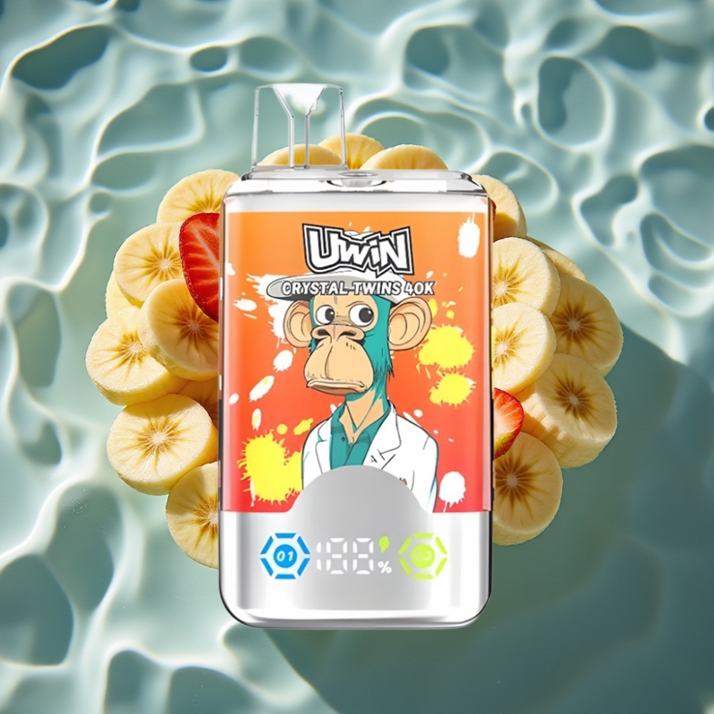 UWIN Crystal Twins 40000 Puffs Dual Flavor Disposable Vape Strawberry Banana Love 66 32ml 850mAh Type-C