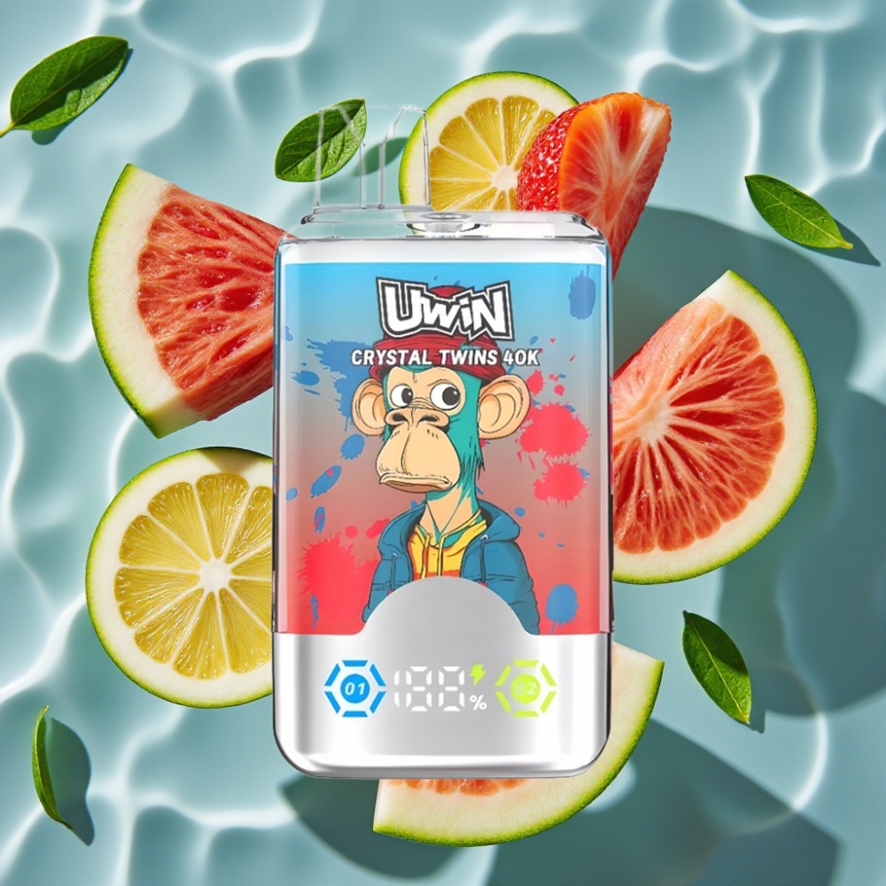 UWIN Crystal Twins 40000 Puffs Dual Flavor Disposable Vape Strawberry Watermelon Lemon Lime 32ml 5% Nicotine