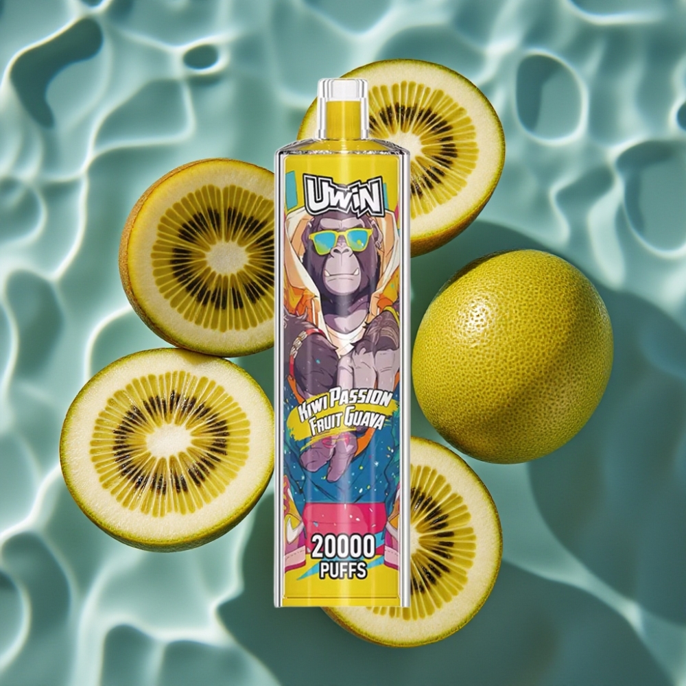 Uwin Shisha Hookah Crystal 20000 Puffs Kiwi Passion Fruit Guava 22ml 650mAh Type-C Mesh Coil DTL