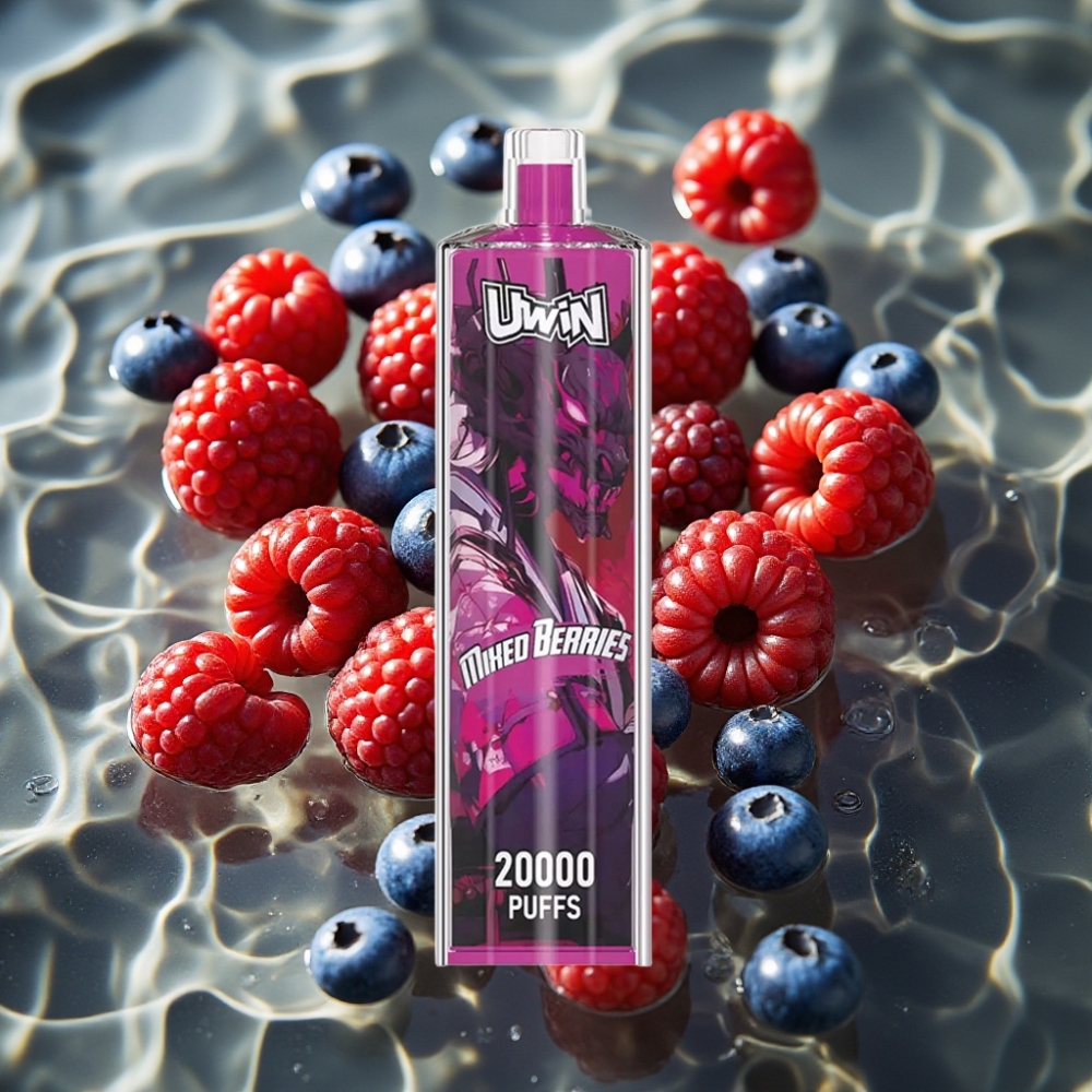 Uwin Shisha Hookah Crystal 20000 Puffs Mixed Berries 22ml Mesh Coil Type-C Rechargeable
