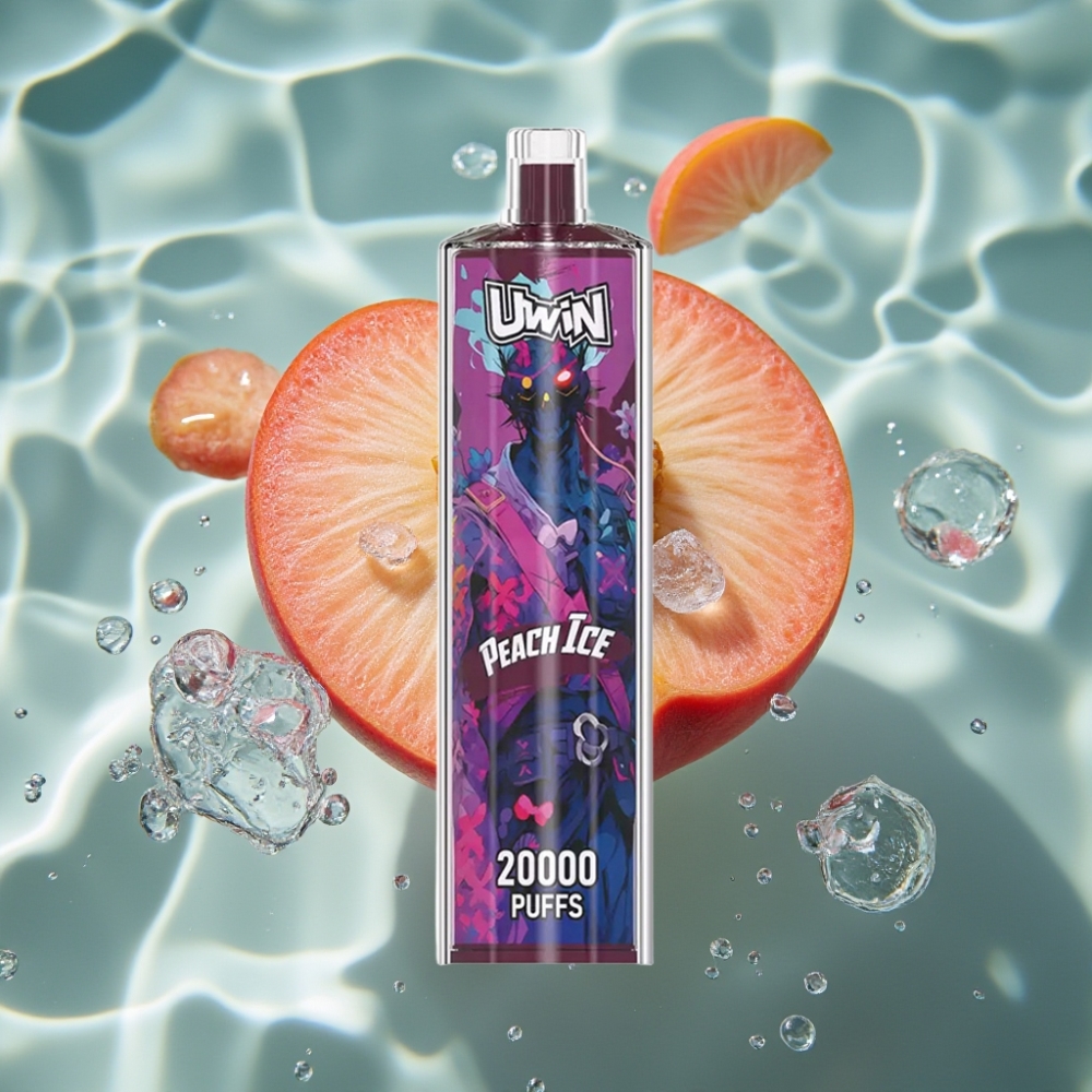 Uwin Shisha Hookah Crystal 20000 Puffs Peach Ice 22ml Mesh Coil 650mAh Type-C DTL