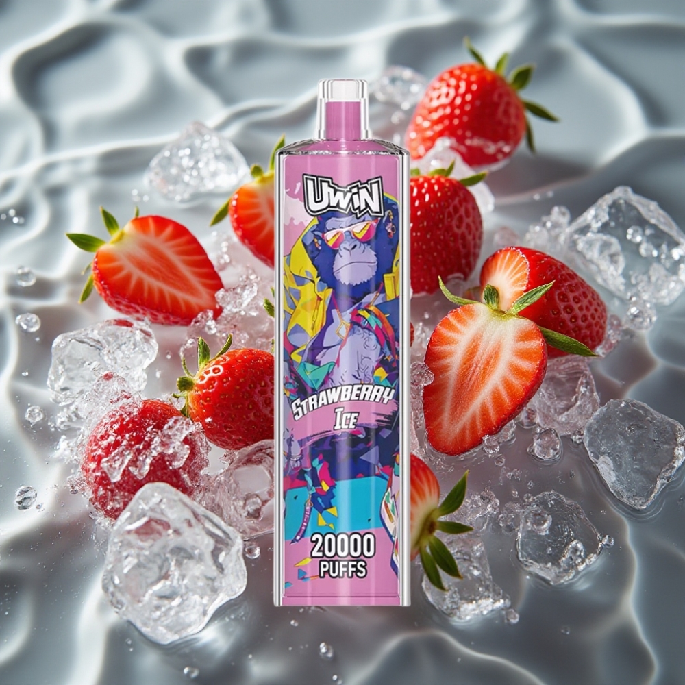 Uwin Shisha Hookah Crystal 20000 Puffs Strawberry Ice 22ml Mesh Coil Type-C 650mAh