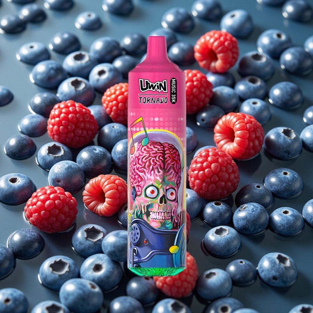 Uwin Tornado 35K Music Disposable Vape 35K Puffs Blueberry Raspberry 5% Nicotine 600mAh Type-C
