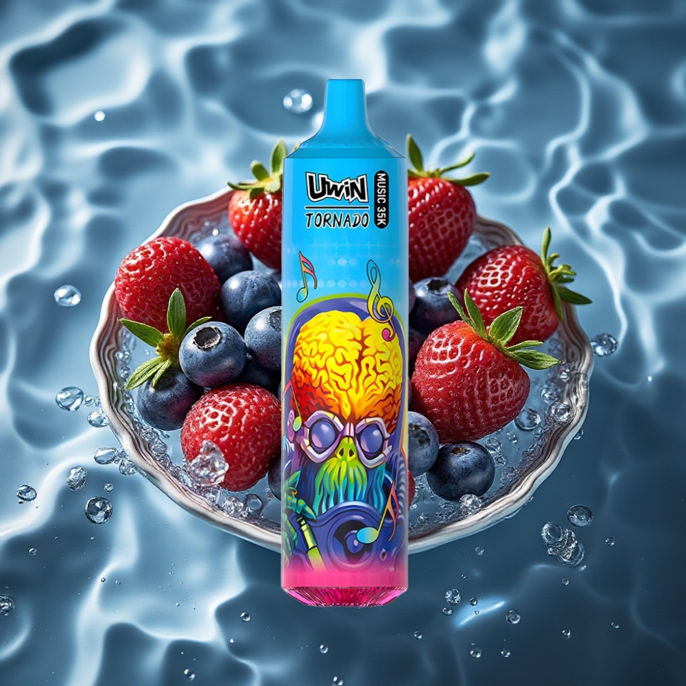 Uwin Tornado 35K Music Disposable Vape Blueberry on Ice - 35K Puffs, 600mAh, Type-C, Mesh Coil