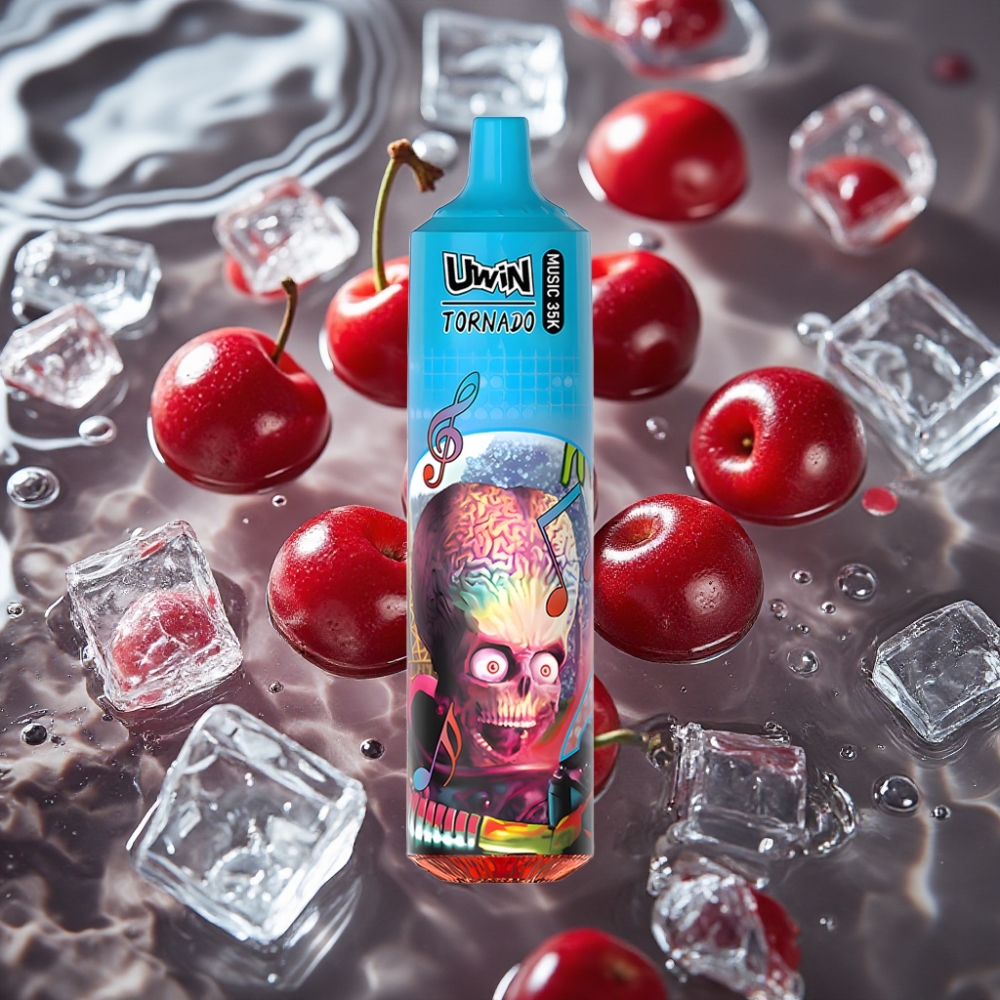 Uwin Tornado 35K Music Disposable Vape Cherry Ice – 35K Puffs, 600mAh, Type-C, 1.0 Ohm Mesh Coil