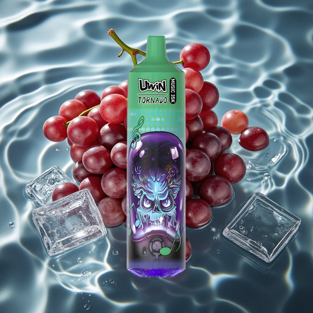 Uwin Tornado 35K Music Disposable Vape Grape Ice - 35K Puffs, 600mAh, Type-C, 1.0 Ohm Mesh Coil