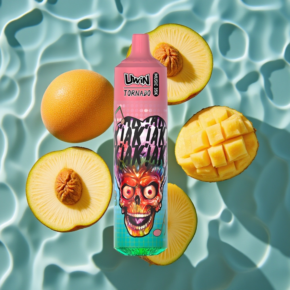 Uwin Tornado 35K Music Disposable Vape Peachy Mango Pineapple 35K Puffs 5% Nicotine 600mAh Type-C