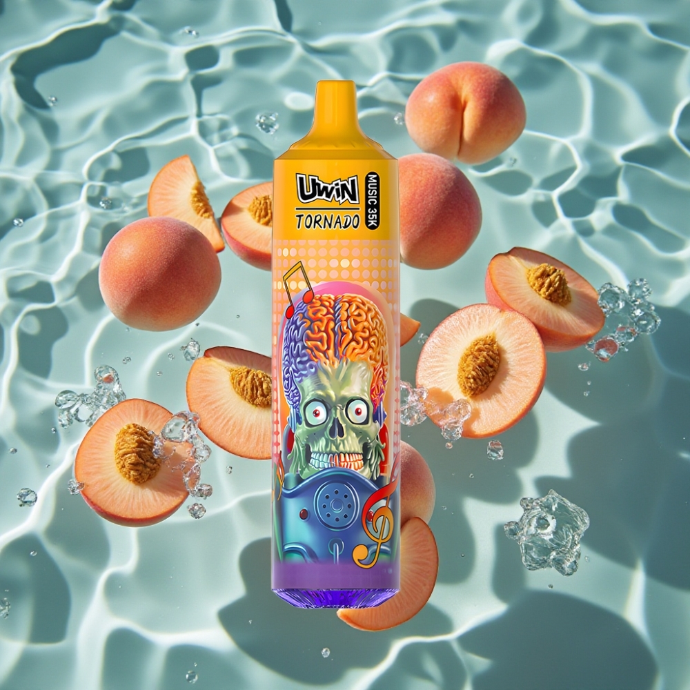 Uwin Tornado 35K Music Disposable Vape - Summer Peach Ice, 35K Puffs, 600mAh, Type-C