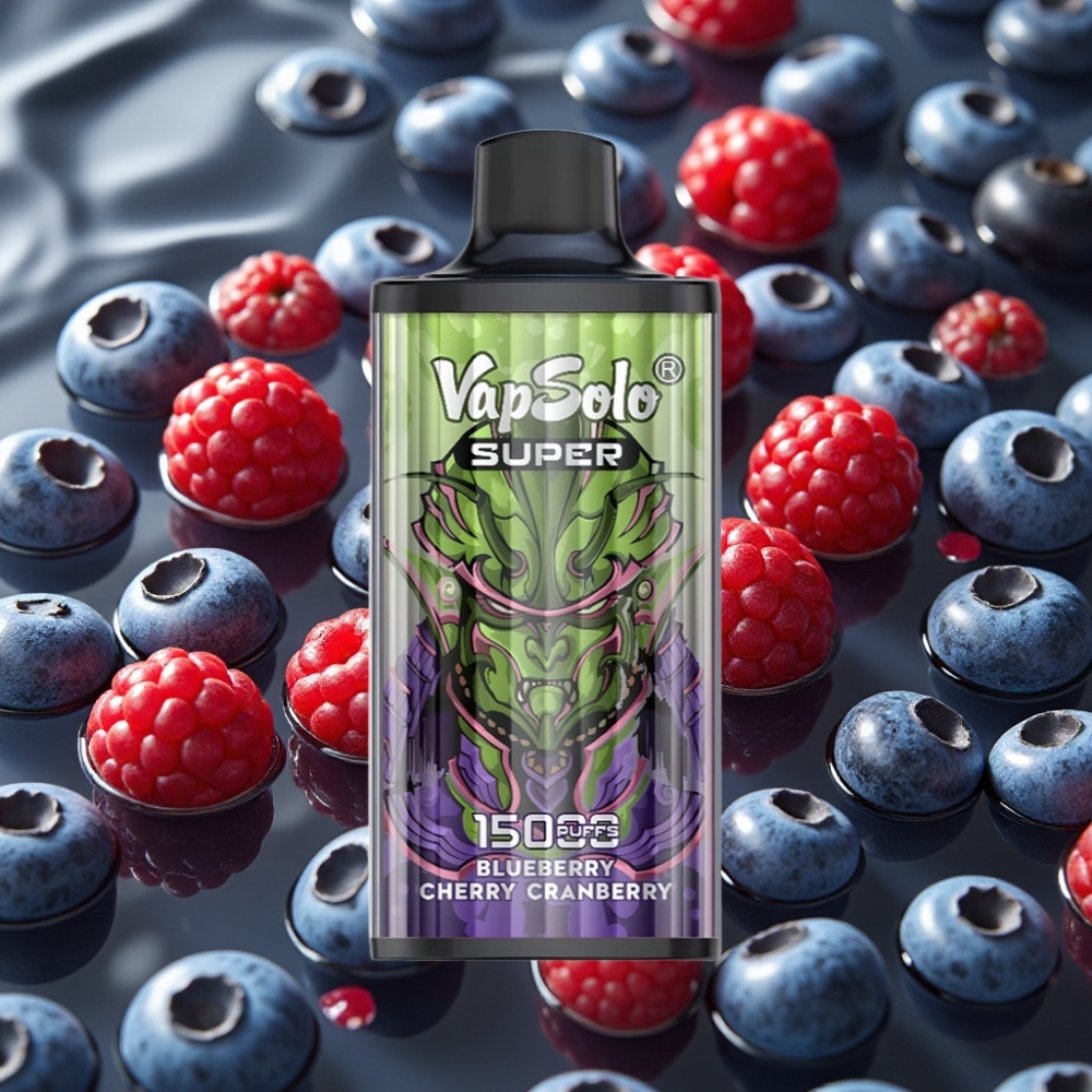 Vapsolo Super 15000 Puffs Disposable Vape Blueberry Cherry Cranberry 40ml 850mAh Type-C