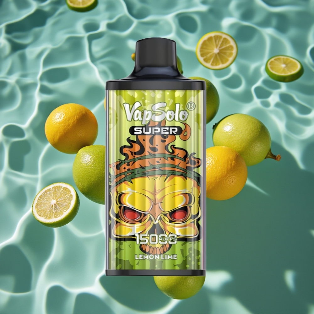 Vapsolo Super 15000 Puffs Disposable Vape Lima Limon – 40ml E-Liquid, 850mAh Mesh Coil, Type-C Charging