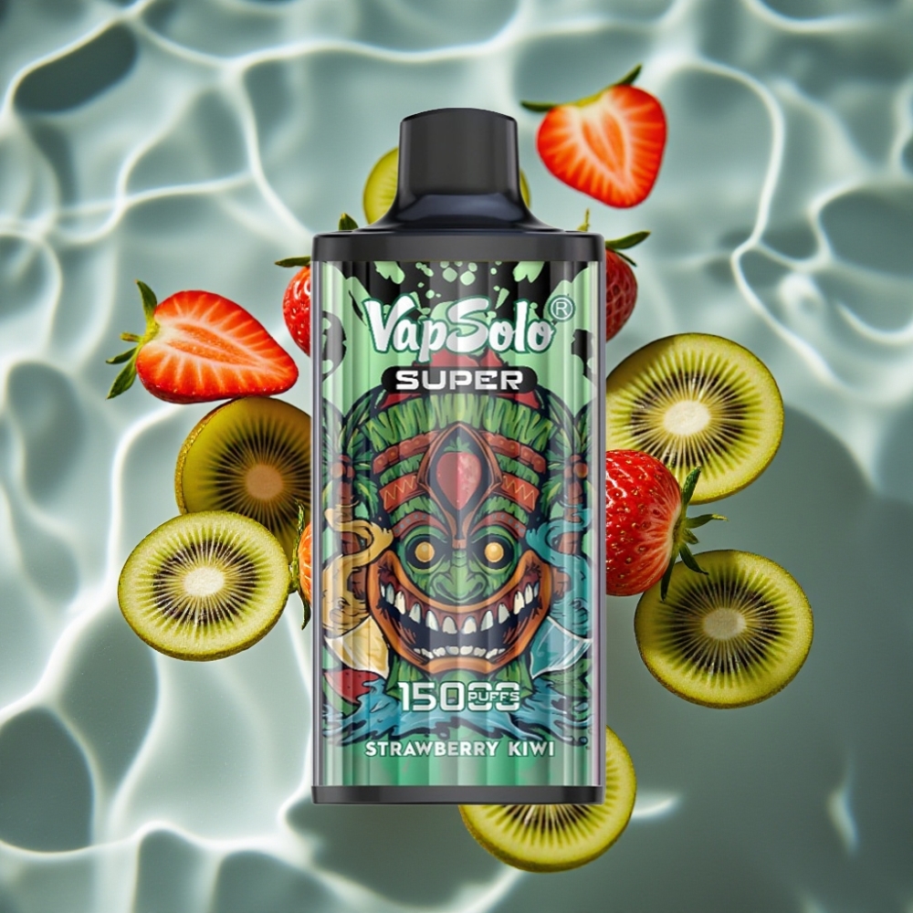 Vapsolo Super 15000 Puffs Disposable Vape - Strawberry Kiwi, 40ml E-Liquid, 850mAh, Type-C