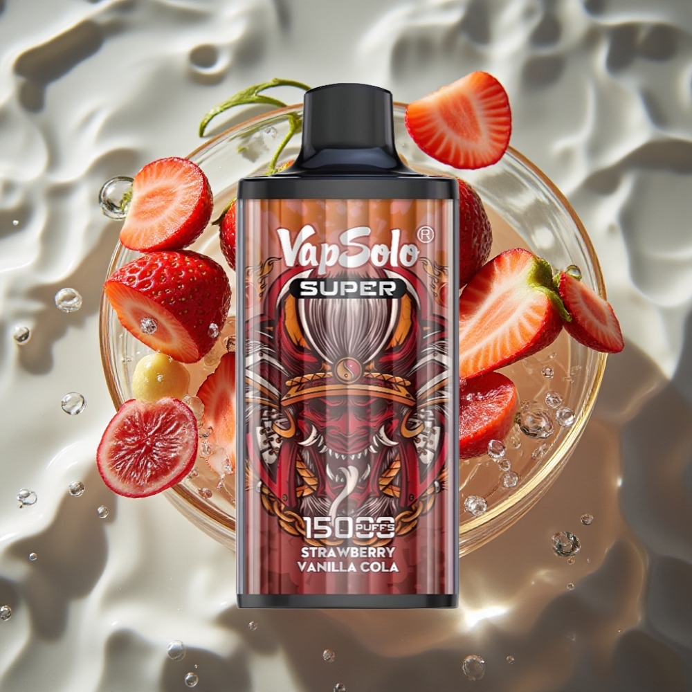 Vapsolo Super 15000 Puffs Disposable Vape – Strawberry Vanilla Cola, 40ml E-Liquid, 850mAh Mesh Coil, Type-C