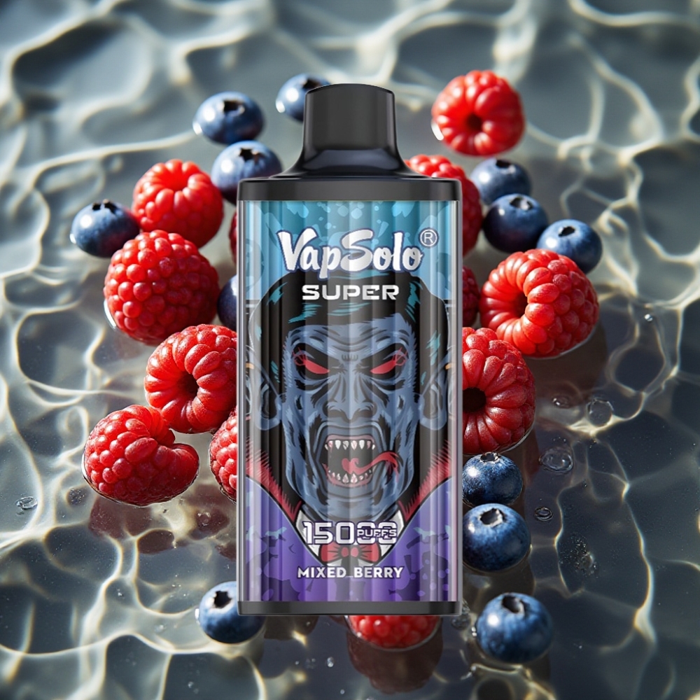 Vapsolo Super 15000 Puffs Mixed Berries Disposable Vape – 40ml E-Liquid, 850mAh Mesh Coil, Type-C Charging