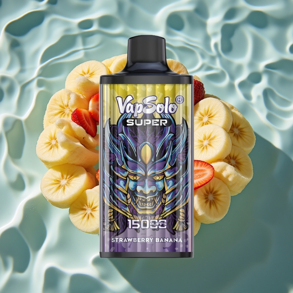 Vapsolo Super 15000 Puffs Strawberry Banana Disposable Vape - 40ml E-Liquid, 850mAh Mesh Coil, Type-C Charging