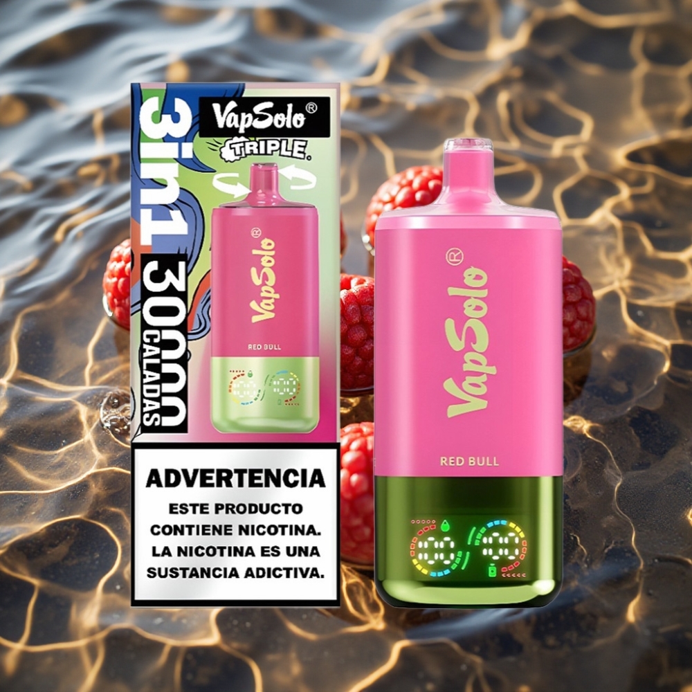 VapSolo Triple 30000 Puffs Disposable Vape - Red Bull, 40ml E-Liquid, Type-C Charging