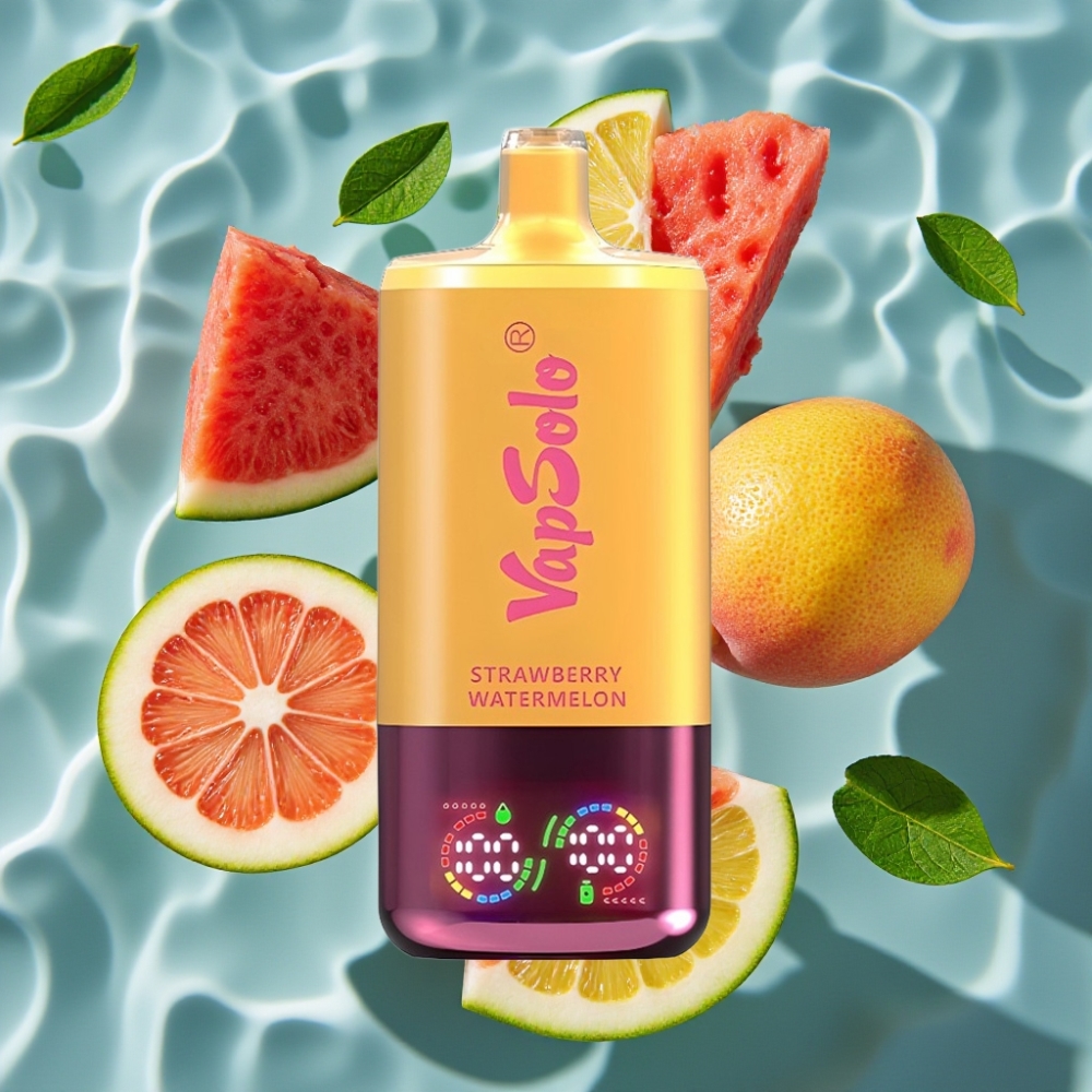 VapSolo Triple 30000 Puffs Disposable Vape – Strawberry Watermelon & Lemon Peach, 40ml E-Liquid, Type-C Charging
