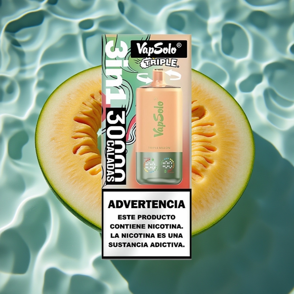 Vapsolo Triple 30000 Puffs Disposable Vape - 40ml, Type-C, Triple Melon Flavor