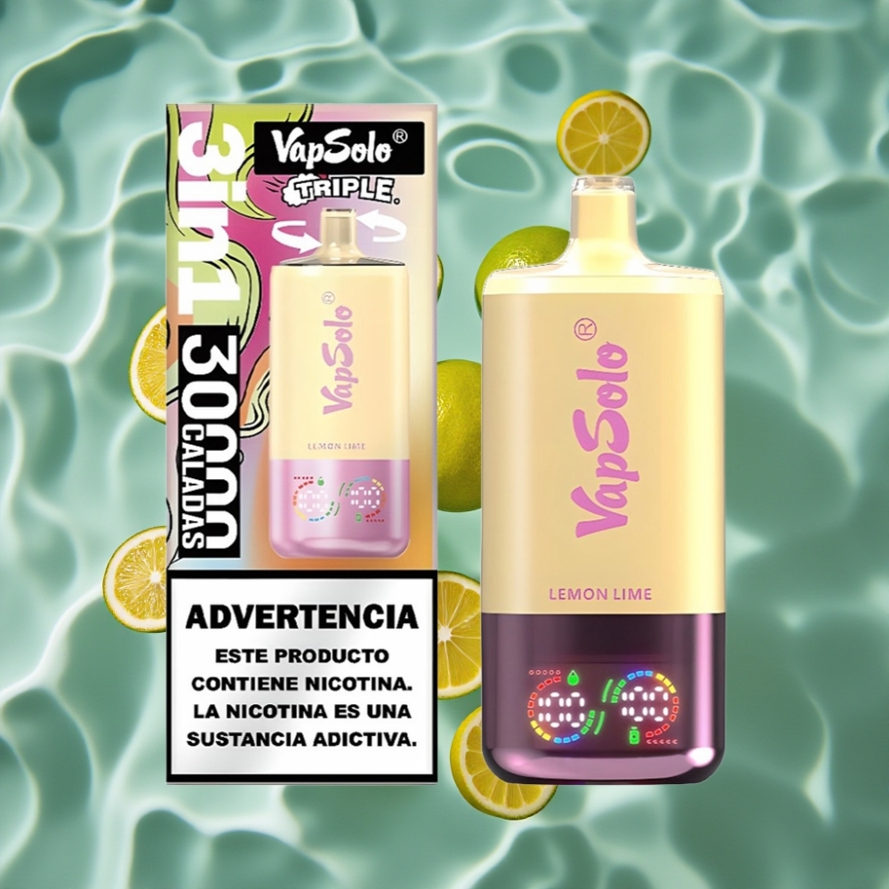 Vapsolo Triple 30000 Puffs Lemon Lime Disposable Vape with 40ml E-Liquid & Type-C Charging