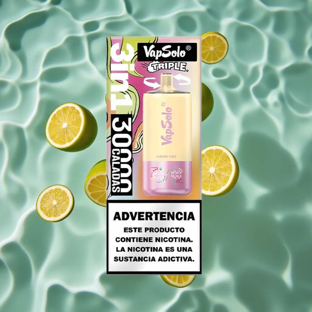 Vapsolo Triple 30000 Puffs Lemon Lime Disposable Vape with 40ml E-Liquid & Type-C Charging