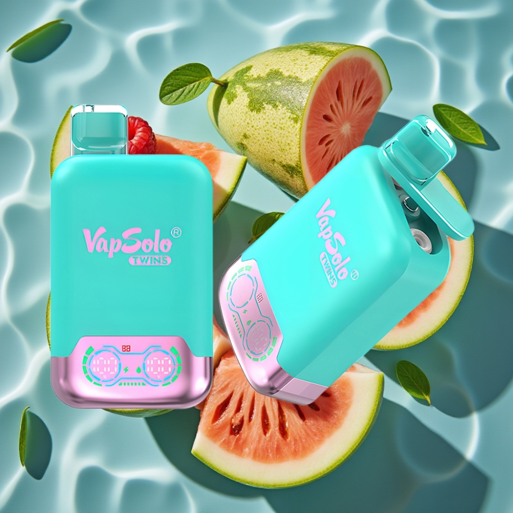 Vapsolo Twins 20000 Puffs Disposable Vape - 40ml E-Liquid, Type-C Charging, Triple Melon & Raspberry Watermelon Flavor