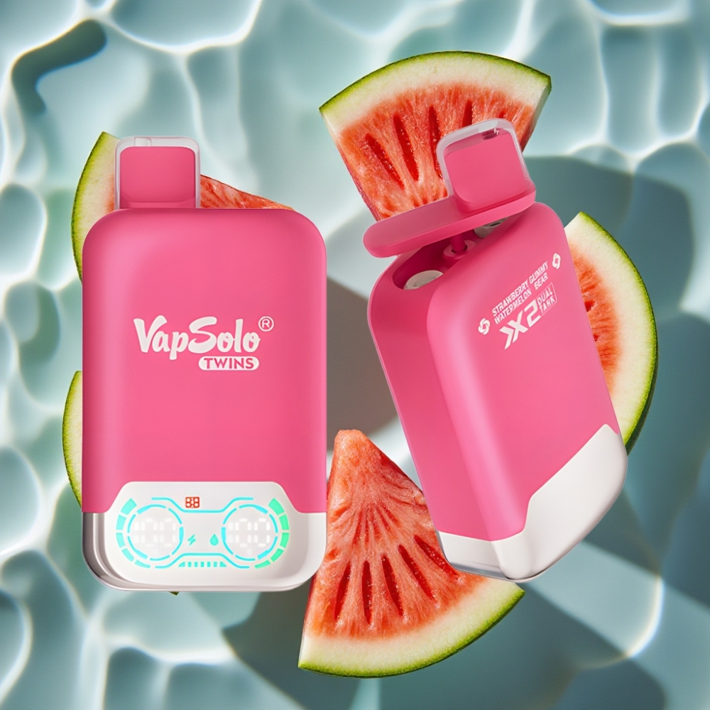 Vapsolo Twins 20000 Puffs Disposable Vape - Dual Tank, 40ml E-Liquid, Type-C Charging, Strawberry Watermelon & Gummy Bear Flavors