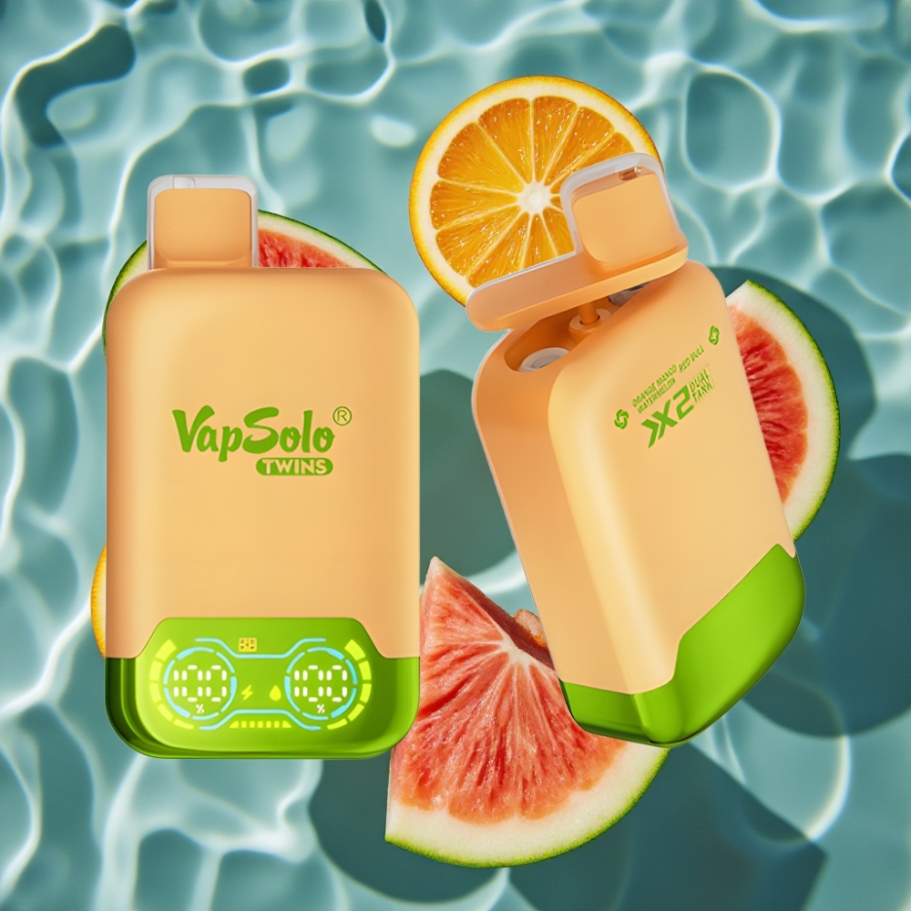 Vapsolo Twins 20000 Puffs Disposable Vape – Orange Mango Watermelon & Red Bull, 40ml E-Liquid, Dual Tank, Type-C Charging