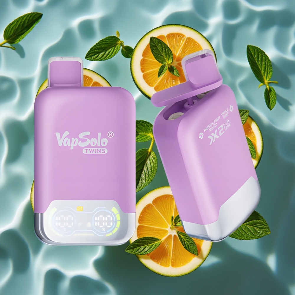 Vapsolo Twins 20000 Puffs Disposable Vape - Passion Fruit Mojito & Triple Mint, 40ml E-Liquid, Type-C Charging, 20mg/50mg Nicotine Strength