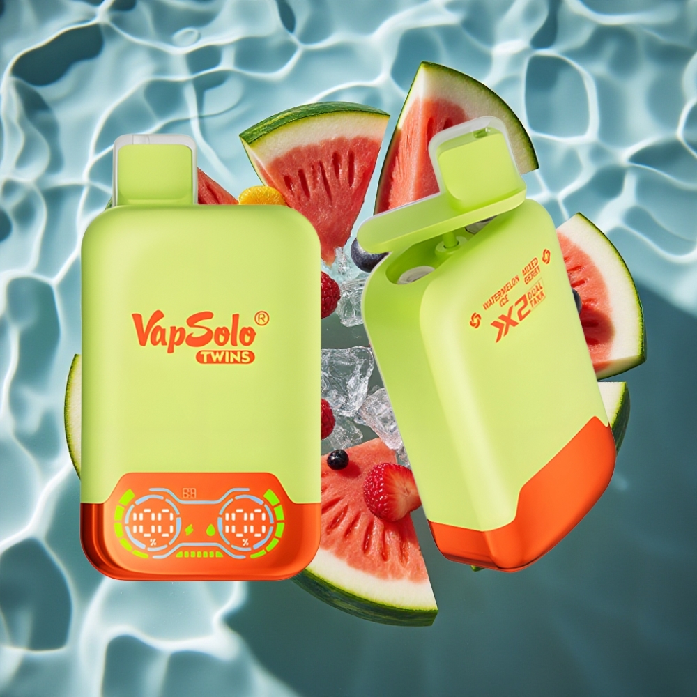 Vapsolo Twins 20000 Puffs Disposable Vape - Watermelon Ice & Mixed Berry, 40ml E-Liquid, Type-C Charging