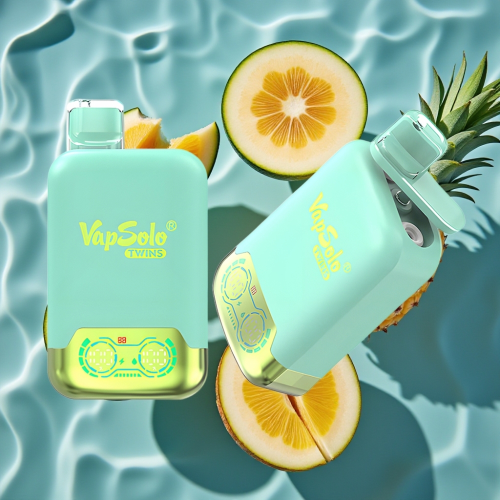Vapsolo Twins 20000 Puffs Disposable Vape with Triple Melon & Pineapple Coconut Flavor, 40ml E-Liquid, Type-C Charging
