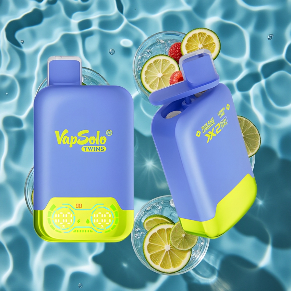 Vapsolo Twins 20000 Puffs Dual Tank Disposable Vape Blue Razz Lemonade & Lemon Lime 40mL Type-C