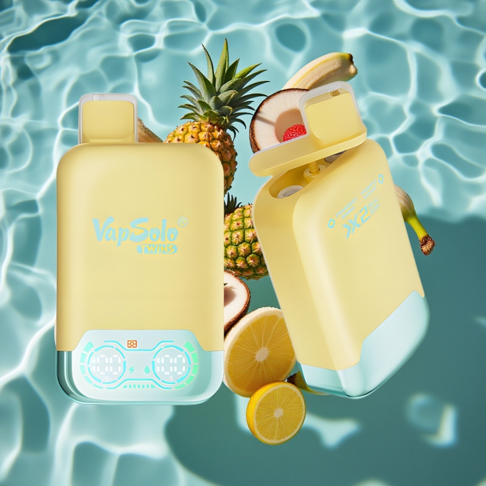 Vapsolo Twins 20000 Puffs Dual Tank Disposable Vape - Pineapple Coconut & Strawberry Banana, 40ml E-Liquid, Type-C Charging
