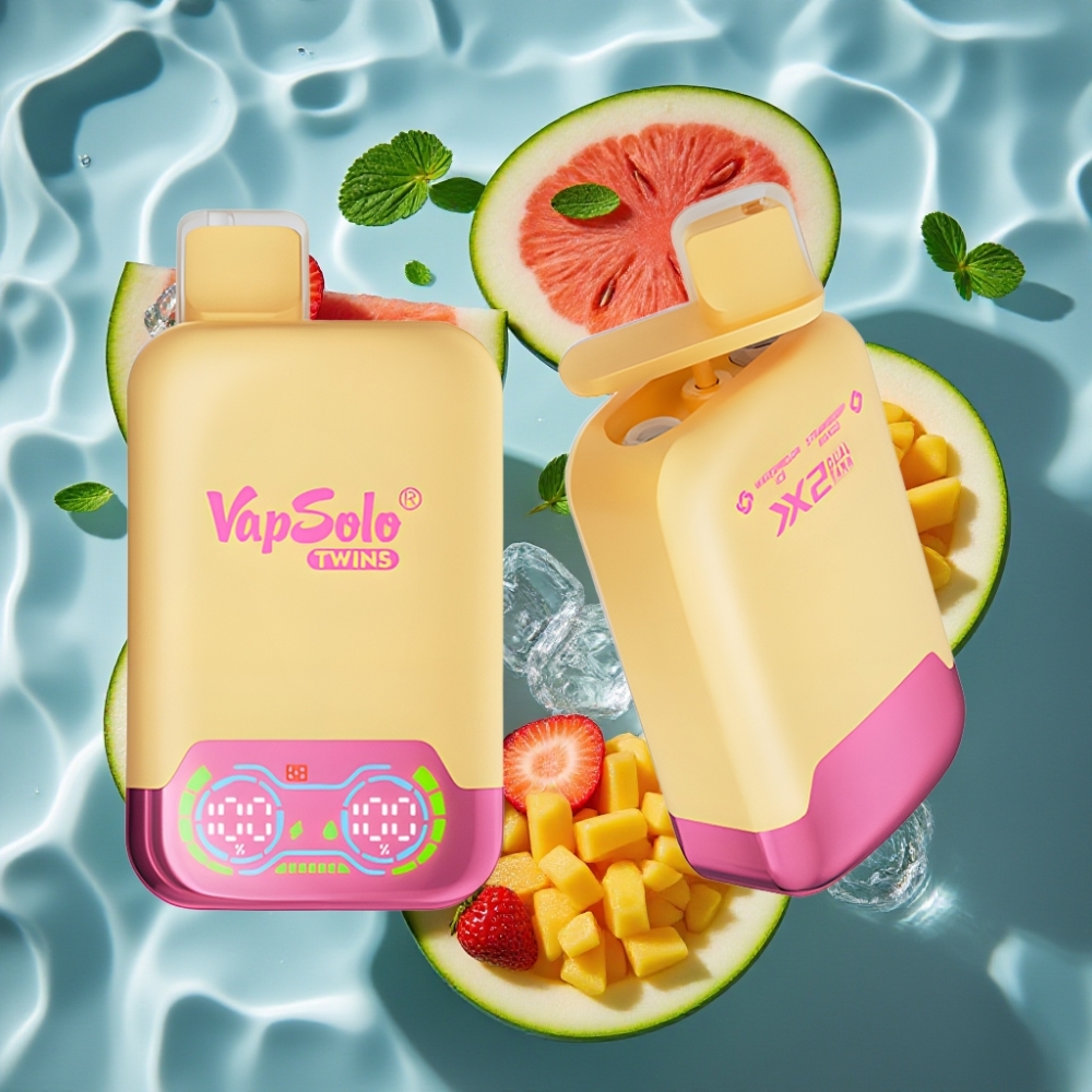 Vapsolo Twins 20000 Puffs Dual Tank Disposable Vape - Watermelon Ice & Strawberry Mango, 40mL, Type-C
