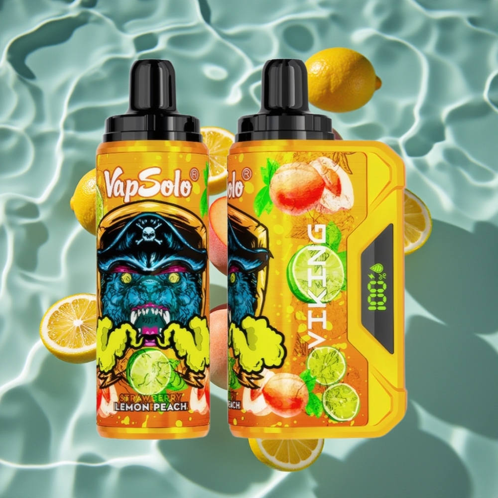VapSolo VIKING 12000 Puffs Disposable Vape – Lemon Peach, 22ml E-Liquid, Type-C Charging