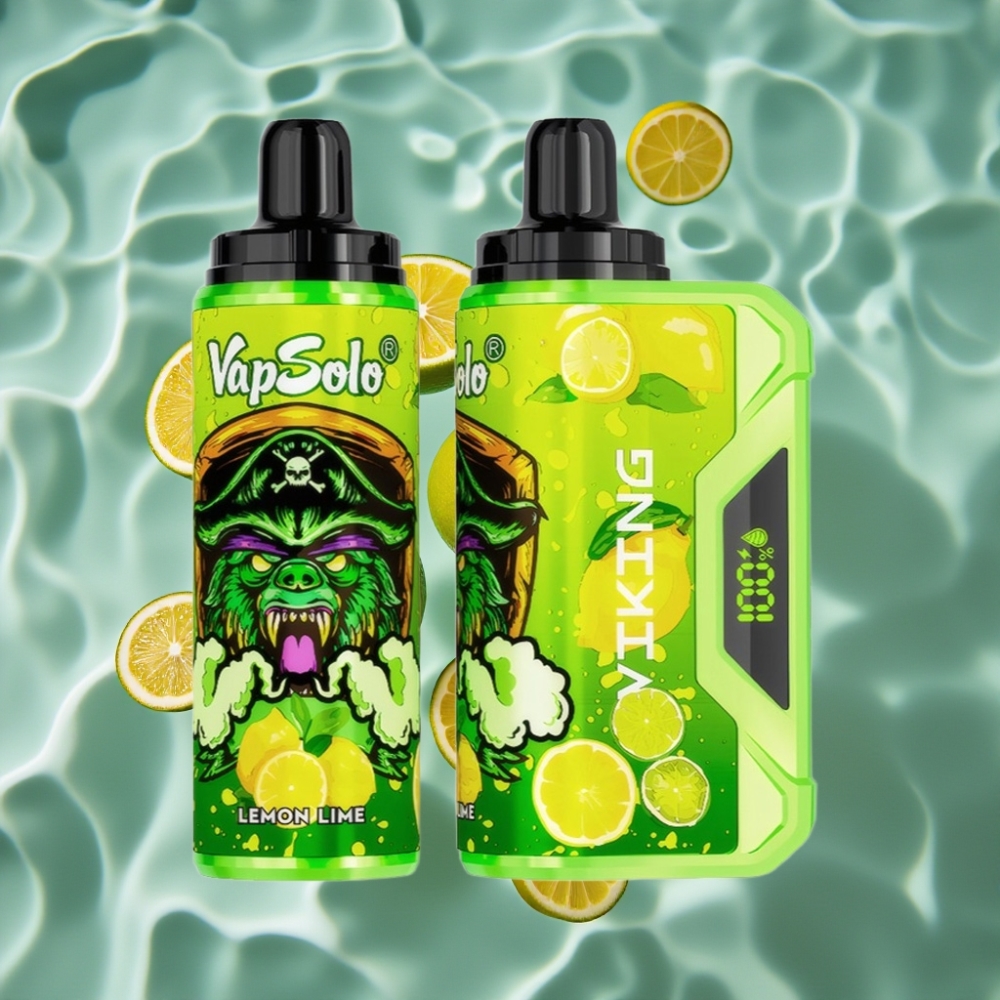 VapSolo VIKING 12000 Puffs Lemon Lime Disposable Vape with LED Display & Type-C Charging