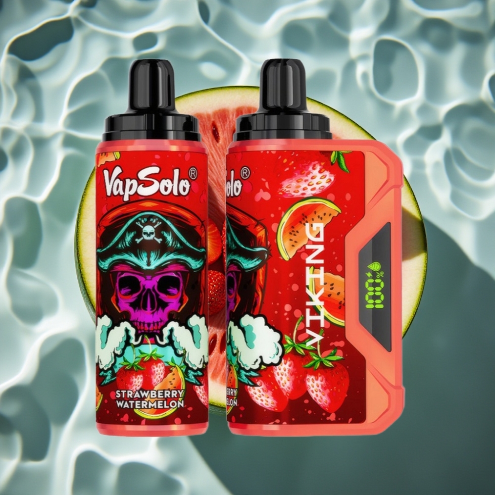 VapSolo VIKING 12000 Puffs Strawberry Watermelon Disposable Vape with Type-C & LED Display