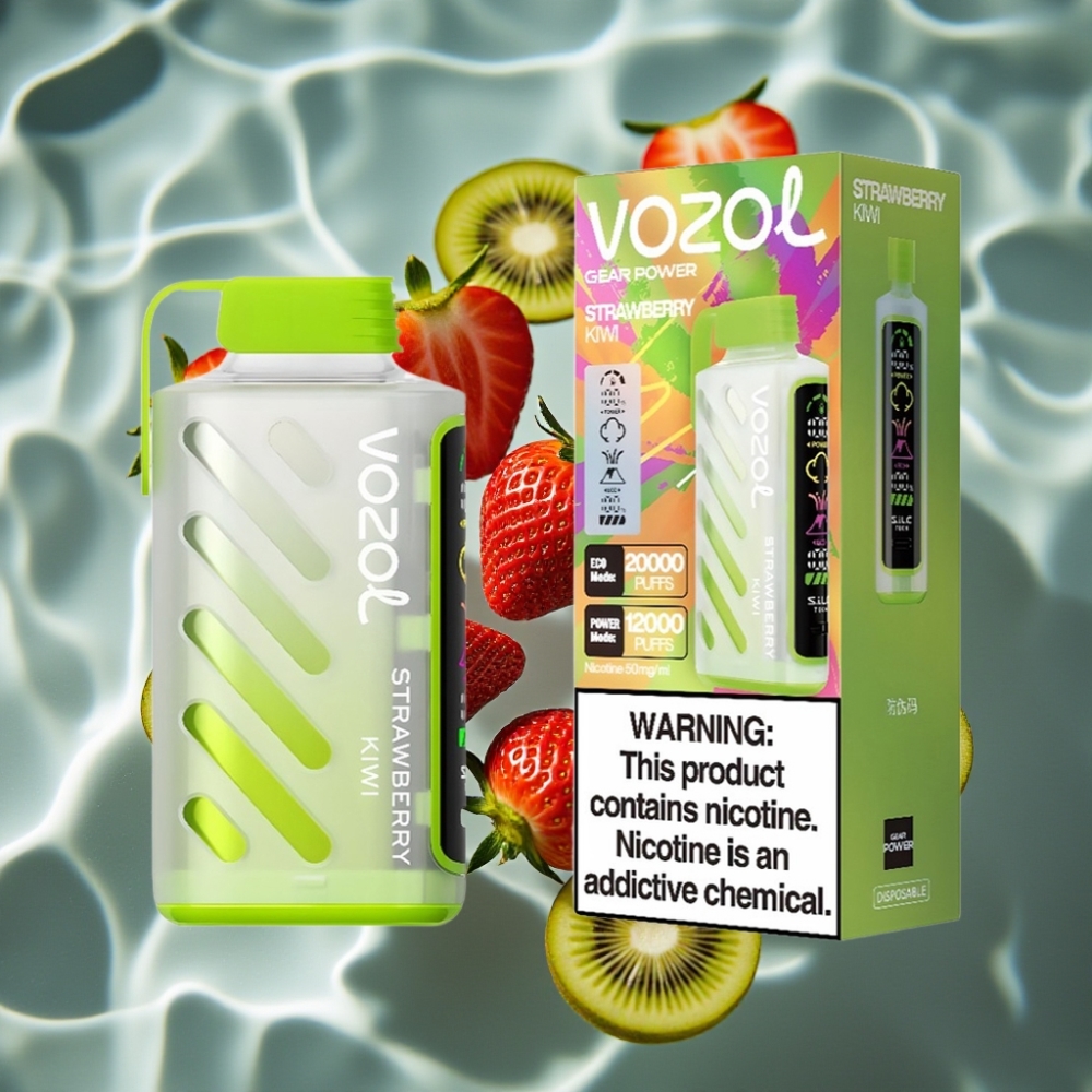 VOZOL Gear Power 20000 Puffs Disposable Vape - Strawberry Kiwi, Dual Mesh Coil, 20mL, 5% Nicotine