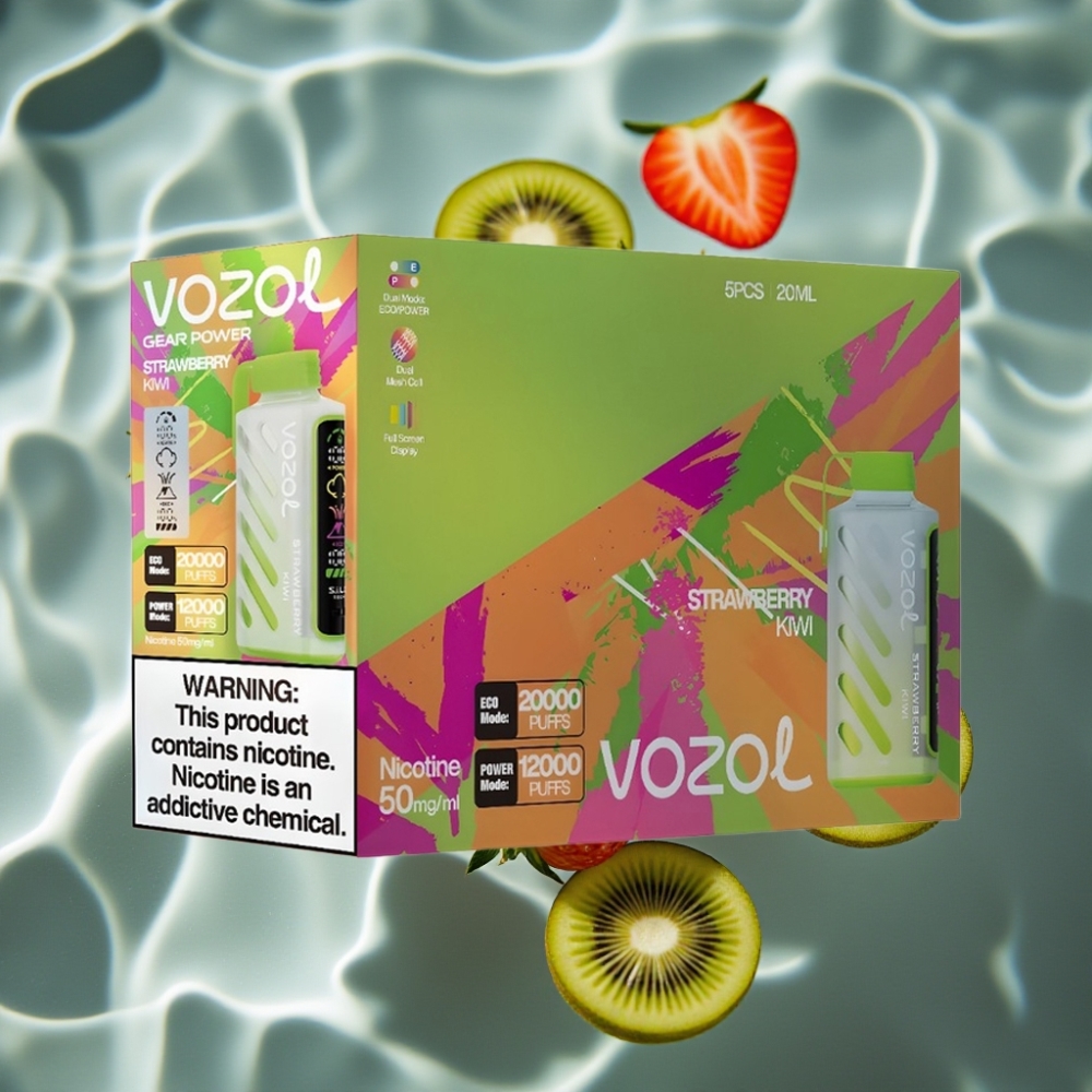 VOZOL Gear Power 20000 Puffs Disposable Vape - Strawberry Kiwi, Dual Mesh Coil, 20mL, 5% Nicotine