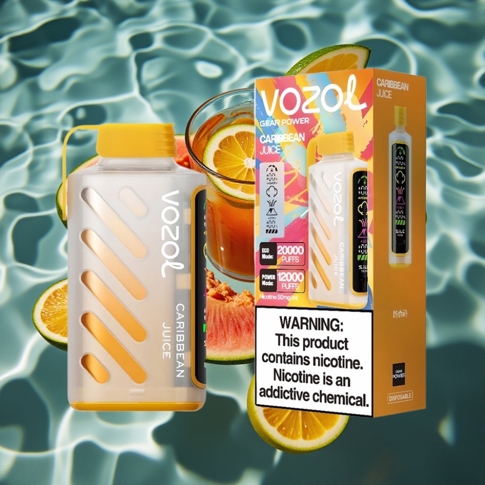 VOZOL Gear Power 20000 Puffs Disposable Vape with S.i.L.C. Tech & Dual Mesh Coil - Caribbean Juice
